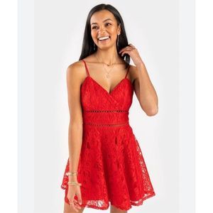 Mi Ami Red Lace Party Mini Dress Size Large‎